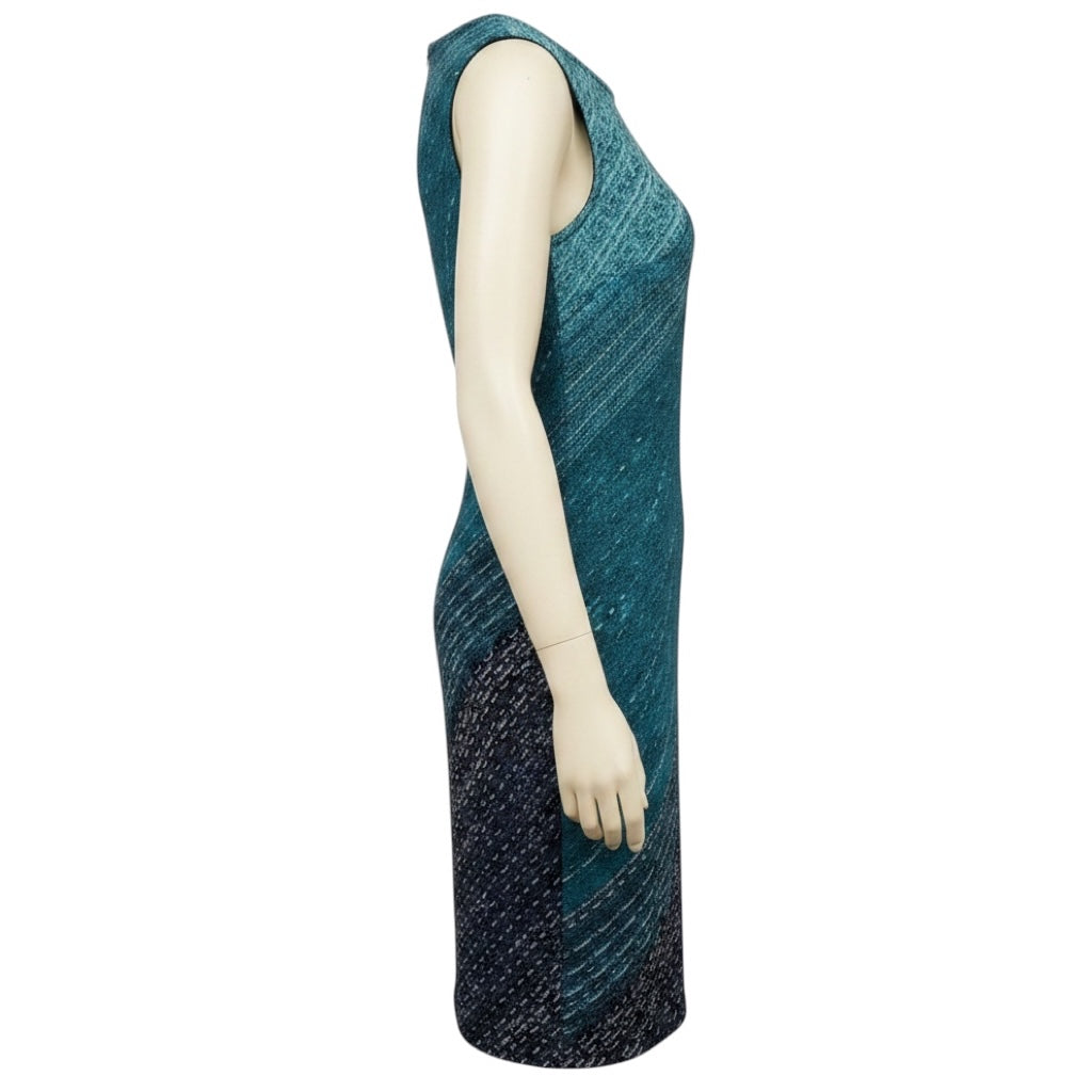 St. John Turquoise / Teal Multi Viscose and Wool Knit Coat and Dress Set
