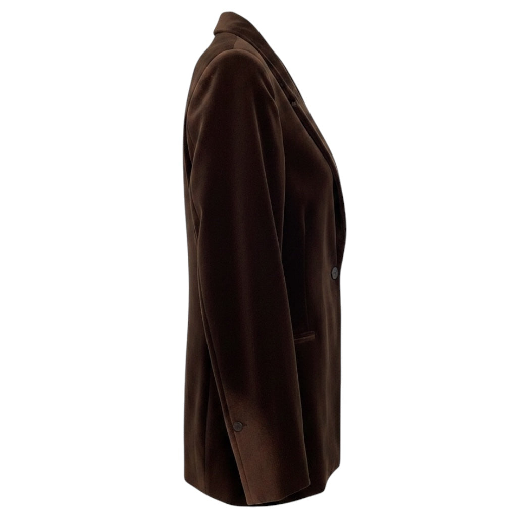 Frame Brown One Button Velvet Blazer