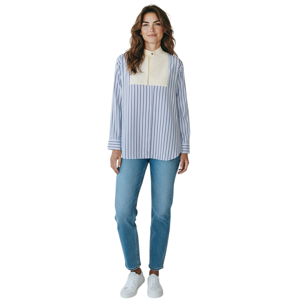 Rosetta Getty Light Blue Striped Tuxedo Shirt