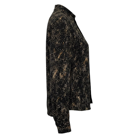 Isabel Marant Black / Tan Printed Silk Ilda Shirt / Blouse