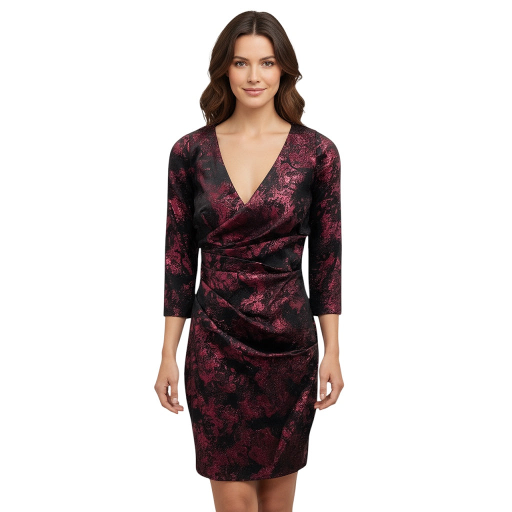 Theia Couture Blackberry Jacquard Cocktail Dress