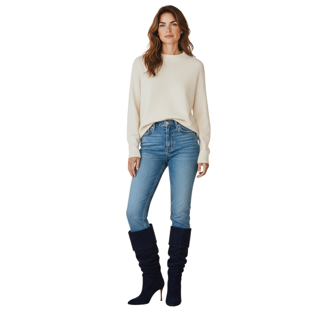 Manolo Blahnik Navy Blue Suede Slouch Boots