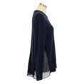 Load image into Gallery viewer, Sacai Navy Blue Wool Knit Pullover Sweater with Sheer Chiffon Back
