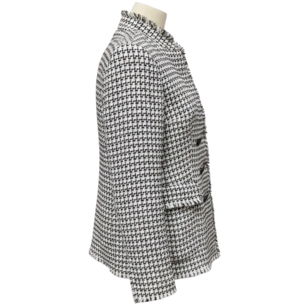 Akris Punto White / Black Fringed Tweed Jacket