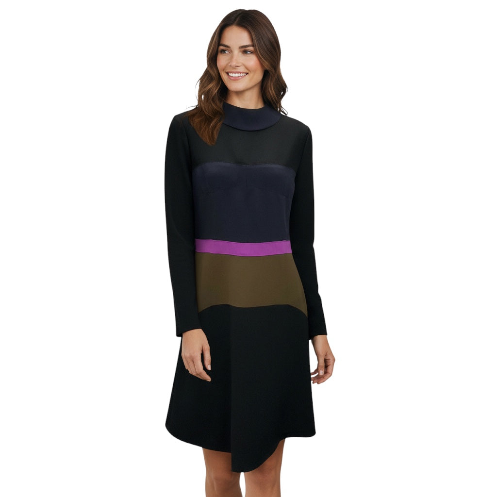Marni Navy / Olive / Magenta Colorblock Midi Dress