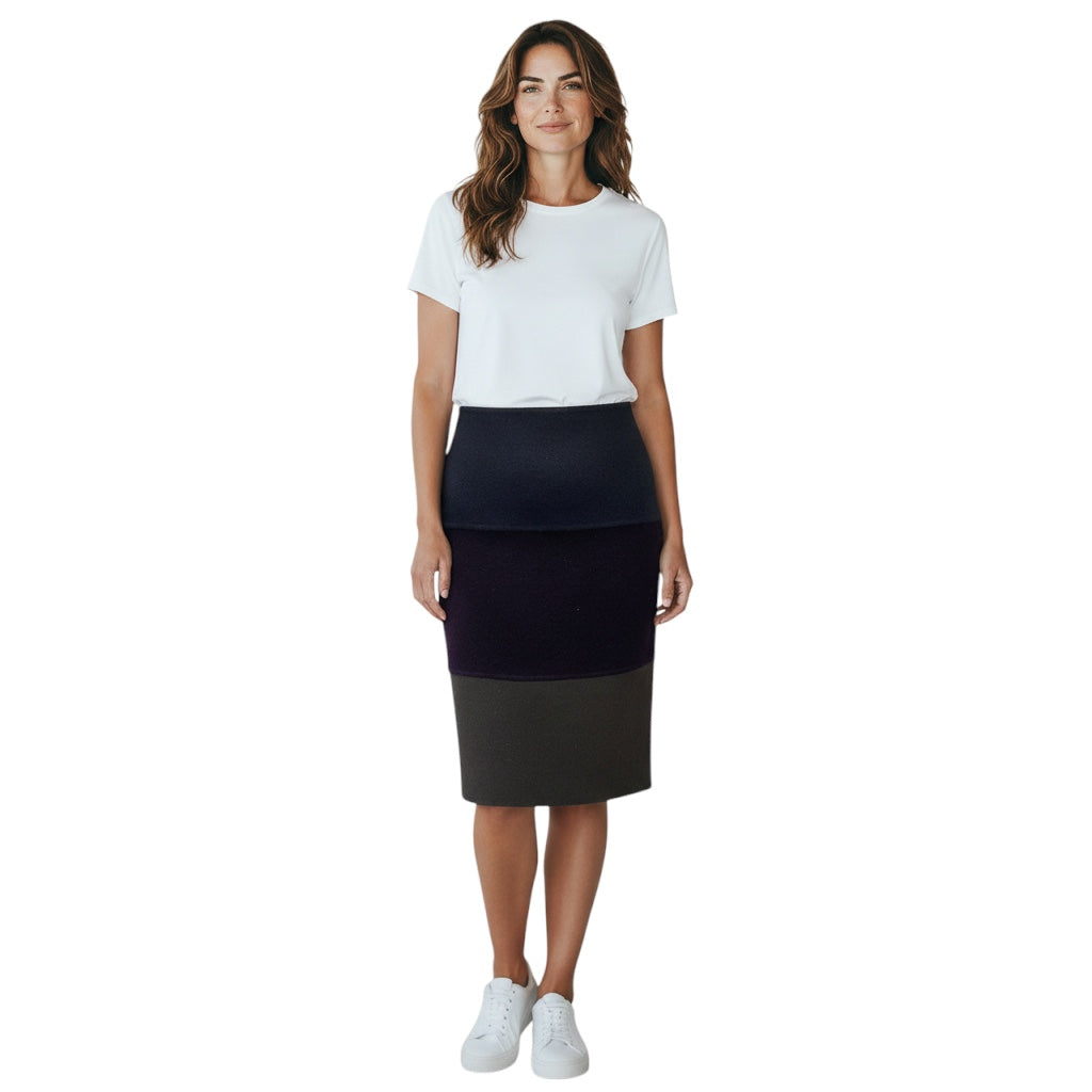 Loro Piana Navy / Purple / Grey Colorblock Cashmere Skirt