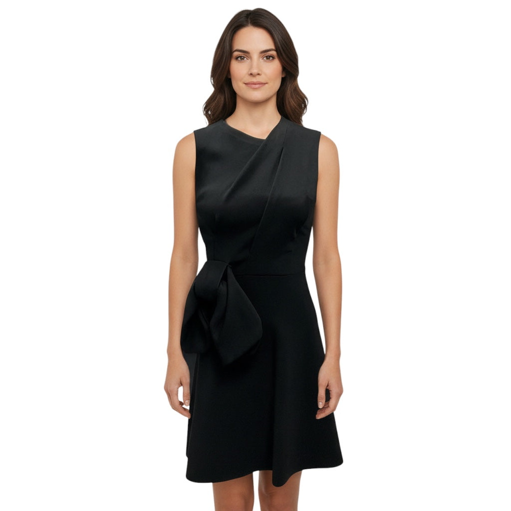 Victoria Beckham Black Bow Detail Viscose Stretch Dress
