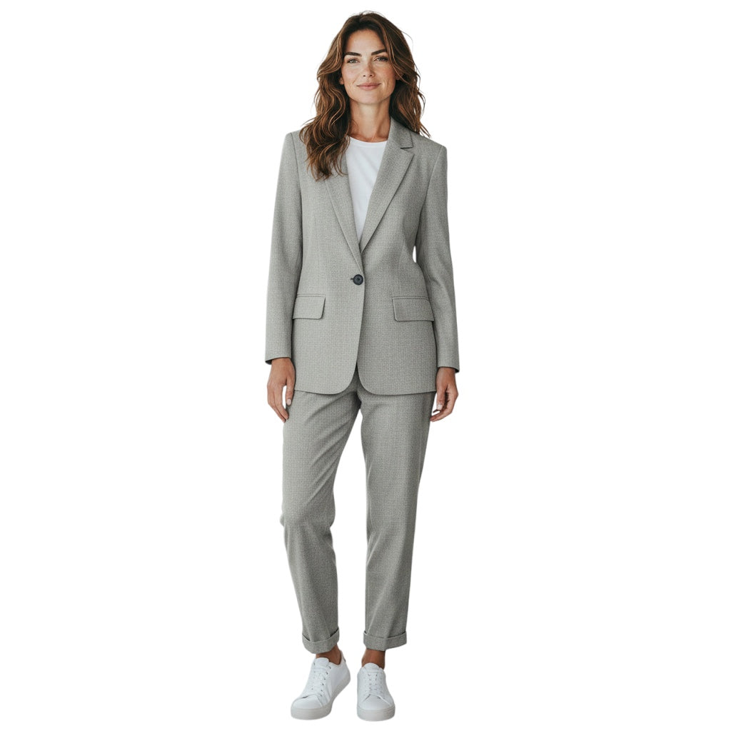 Peserico Grey Shimmer Wool Jacket and Pants Suit Set