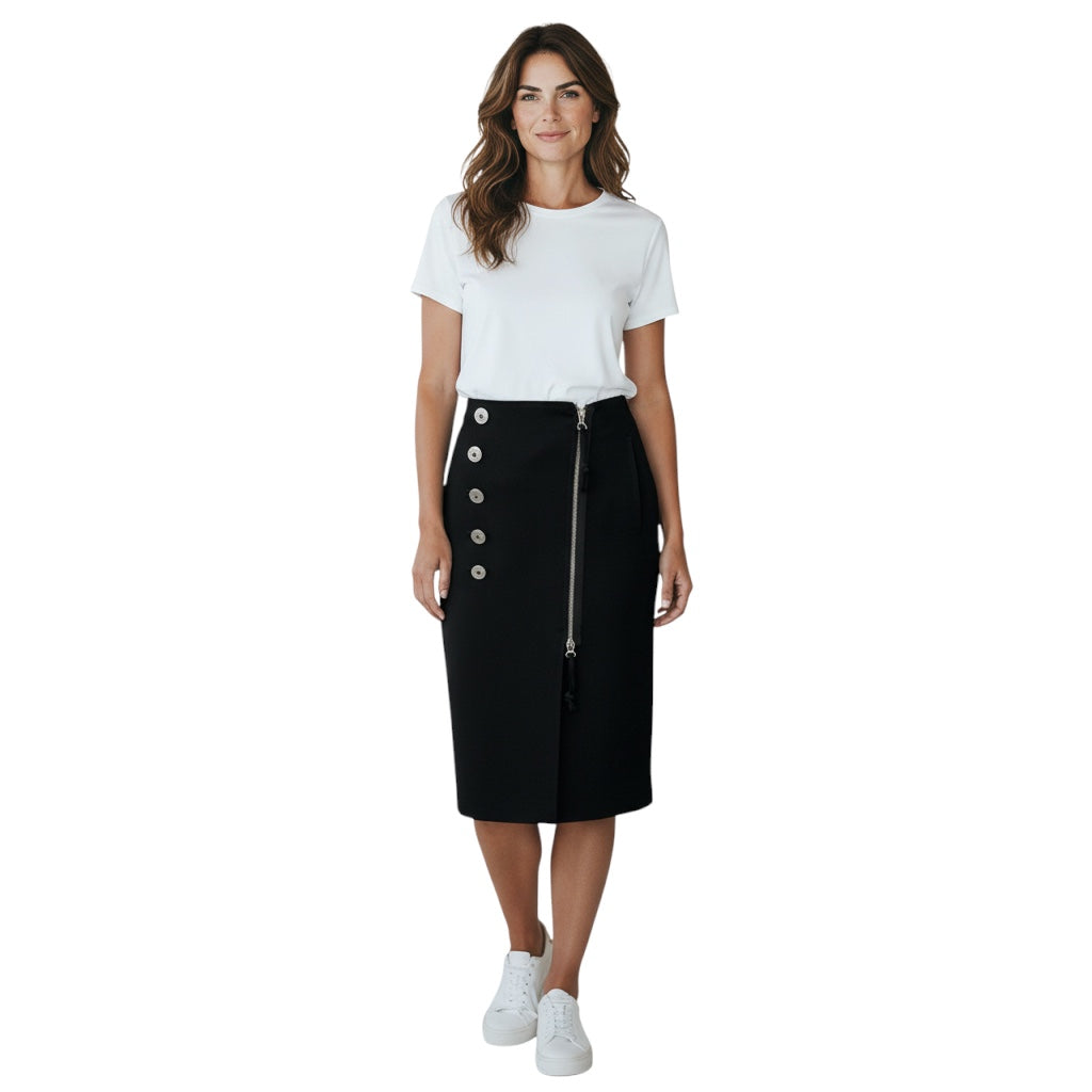 Altuzarra Black Zipper Detail Crepe Skirt