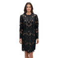 Load image into Gallery viewer, Lela Rose Black Long Sleeve Seamed Dress
