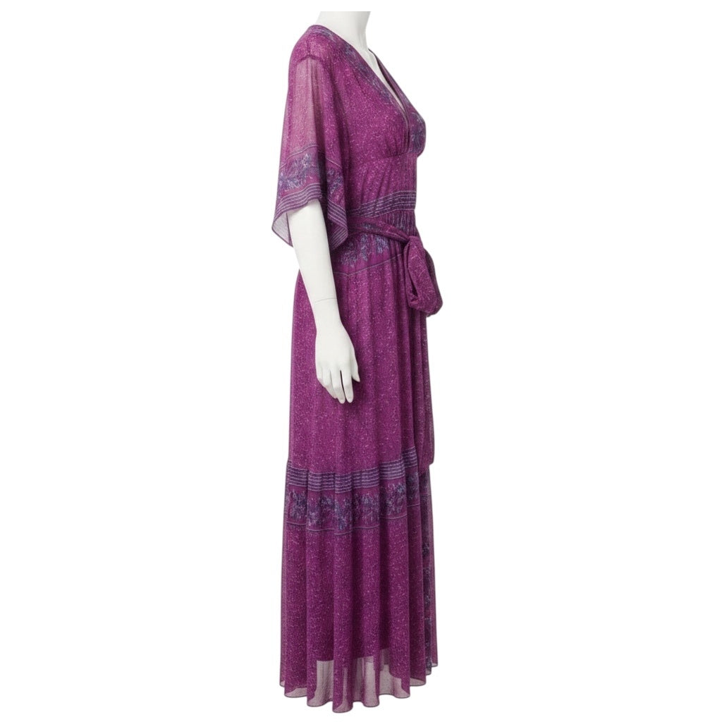 Ba&sh Fuchsia Maya Botanical Faux Wrap Maxi Dress