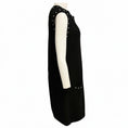 Load image into Gallery viewer, Chanel Black Faux Pearl Embellished Cotton and Cashmere Knit Dress with CC Logo Plate
