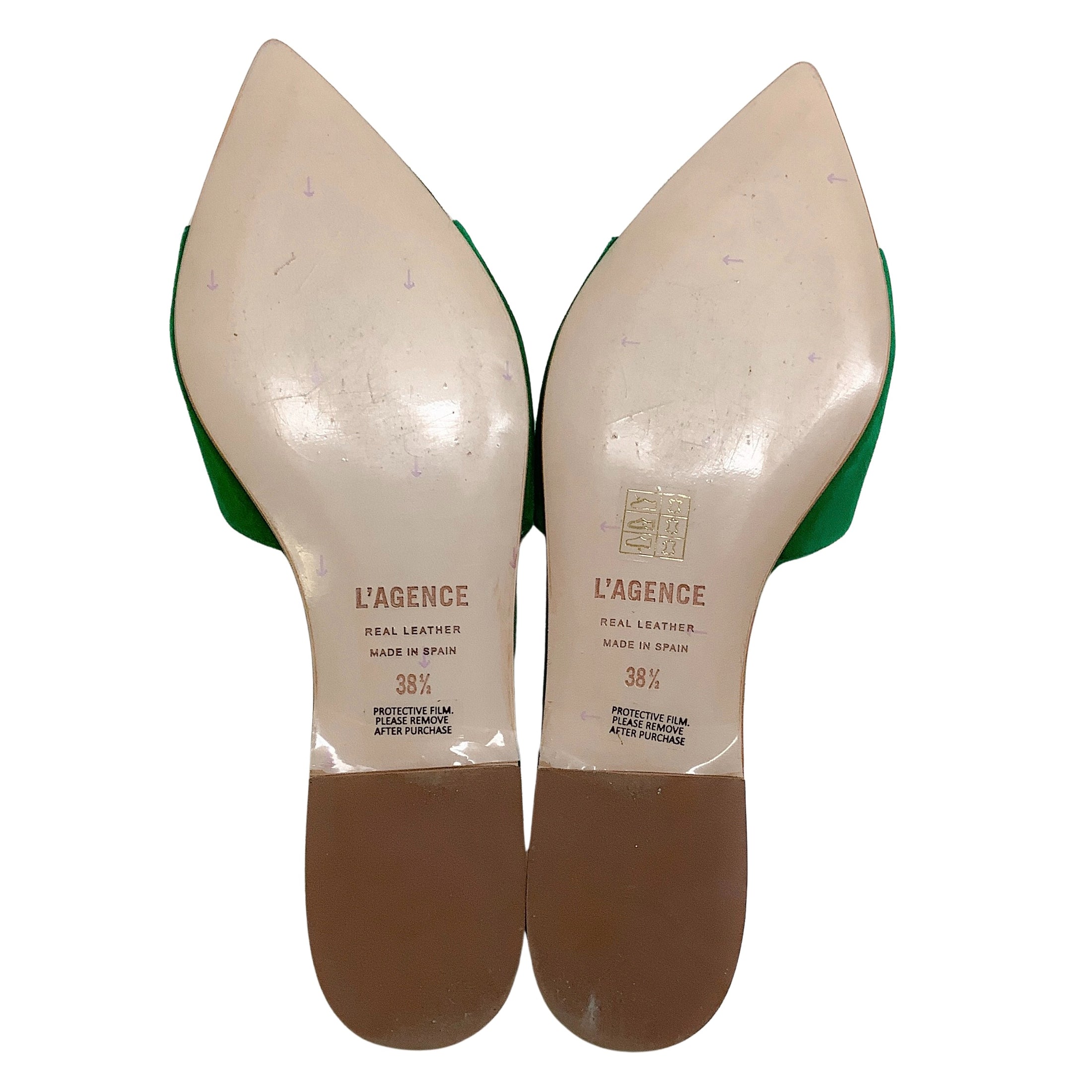 L'Agence Green Suede Serena Slide Sandals