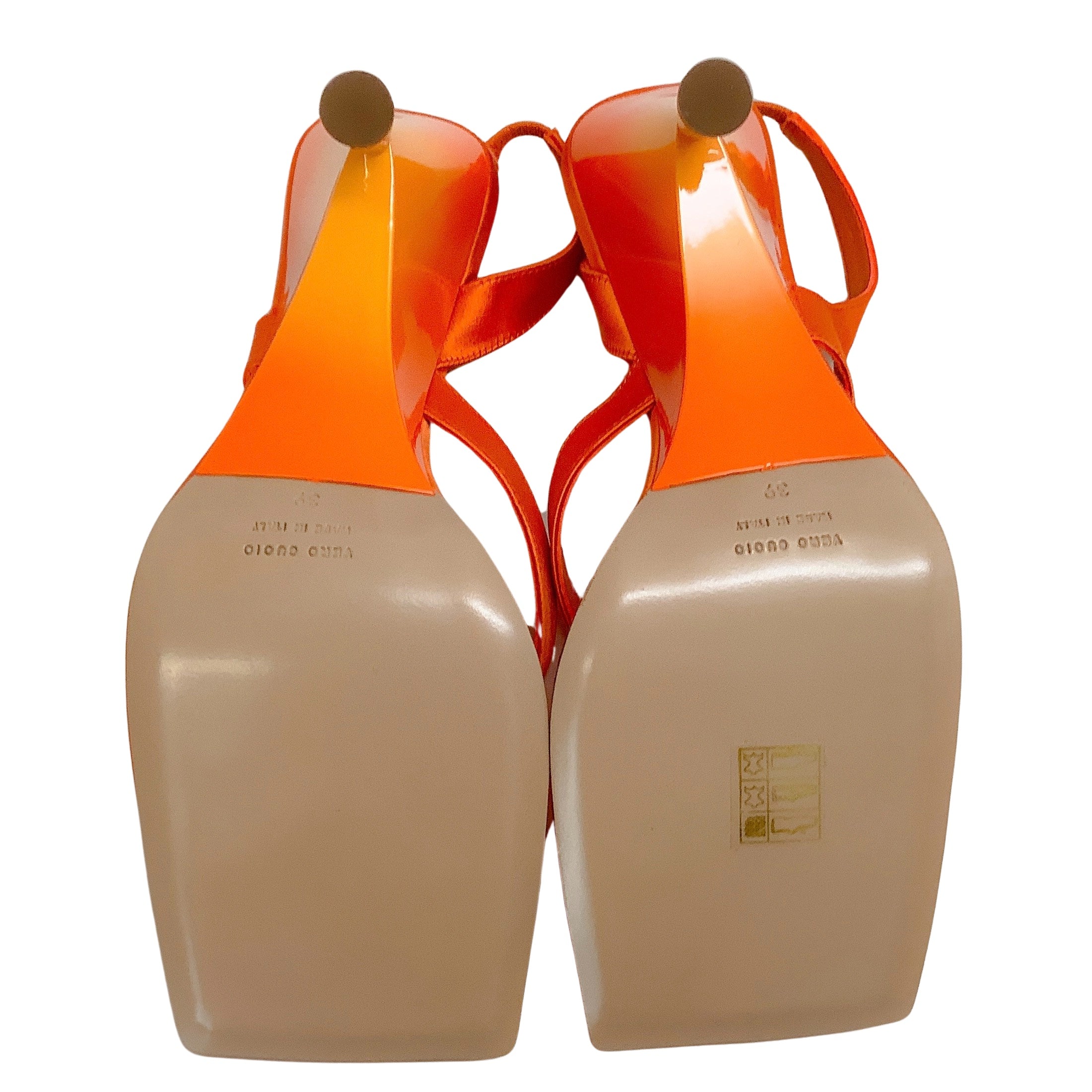 GIA / RHW Orange Satin Rosie 12 Wedge Sandals