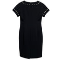 Load image into Gallery viewer, Teri Jon by Rickie Freeman Black Faux Pearl Embellished Short Sleeved Crepe Dress
