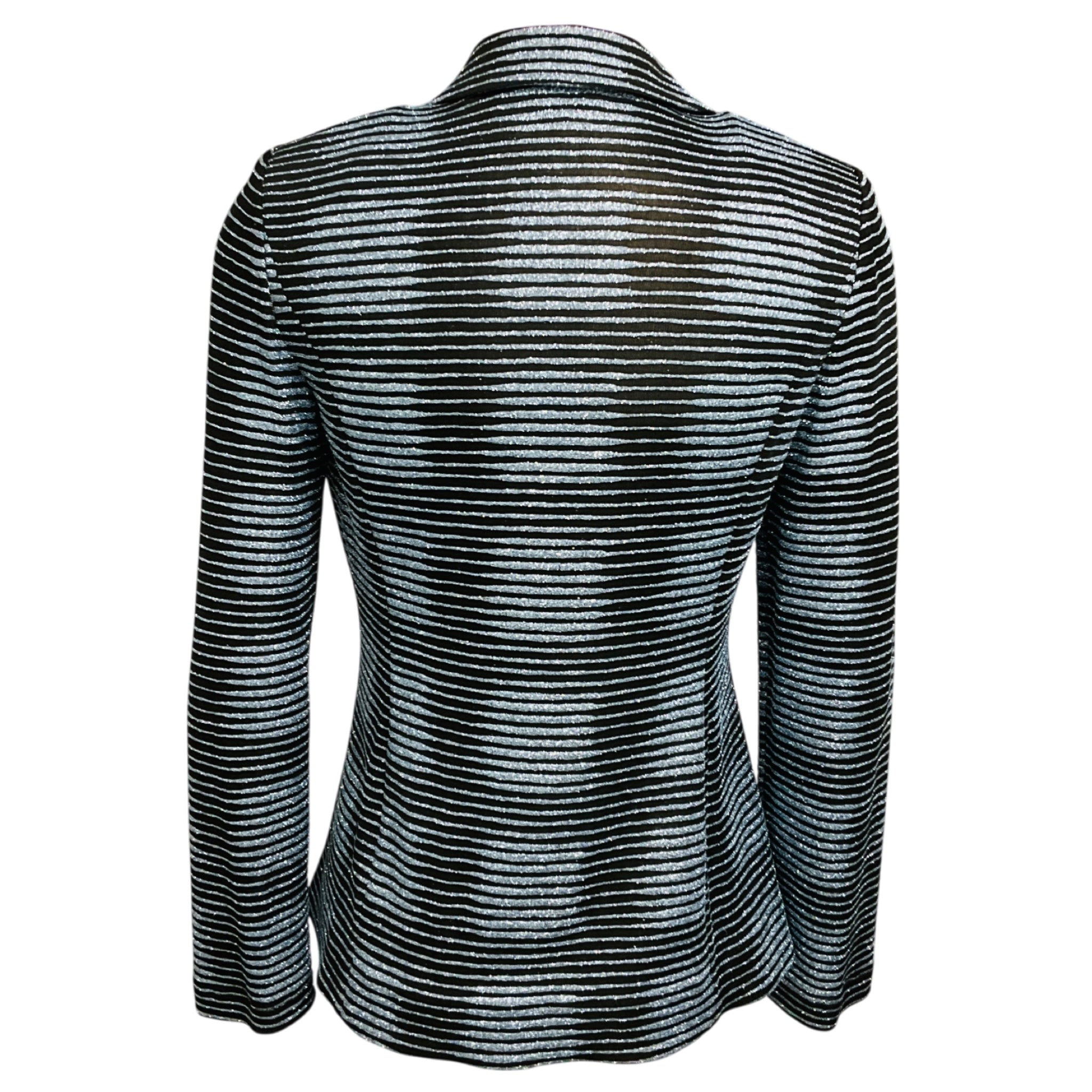 Armani Collezioni Light Blue / Black Striped Metallic Glitter Jacket