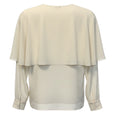 Load image into Gallery viewer, Chloe Ivory Caped Button Front Silk Chiffon Blouse in Pristine White
