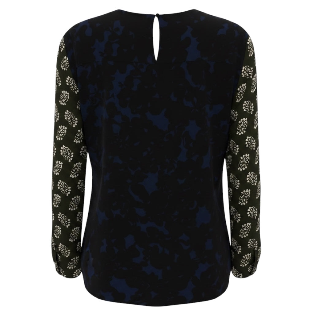 Lanvin Black Multi Patchwork Silk Blouse
