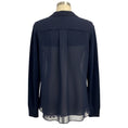 Load image into Gallery viewer, Sacai Navy Blue Wool Knit Pullover Sweater with Sheer Chiffon Back
