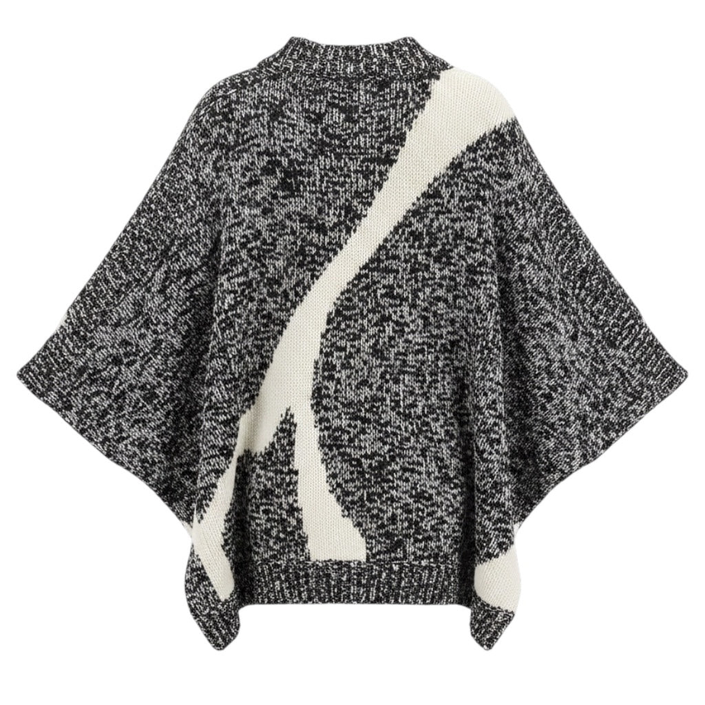 3.1 Phillip Lim Black / Ivory Cape Style Knit Pullover Sweater