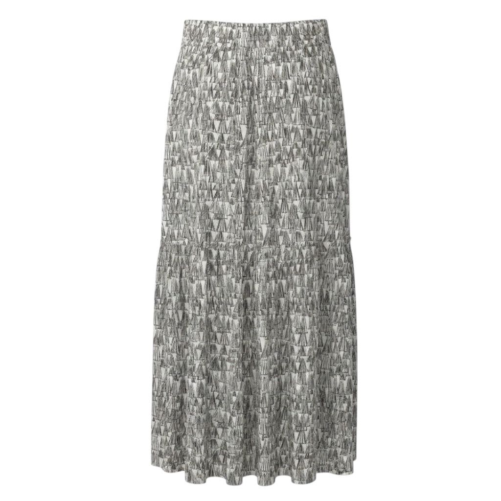 Akris White / Black Printed Cotton Midi Skirt