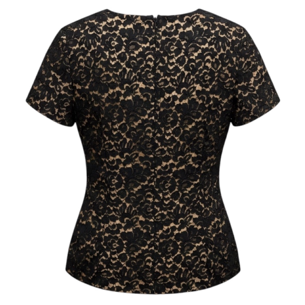 Michael Kors Collection Black Short Sleeved Lace Blouse