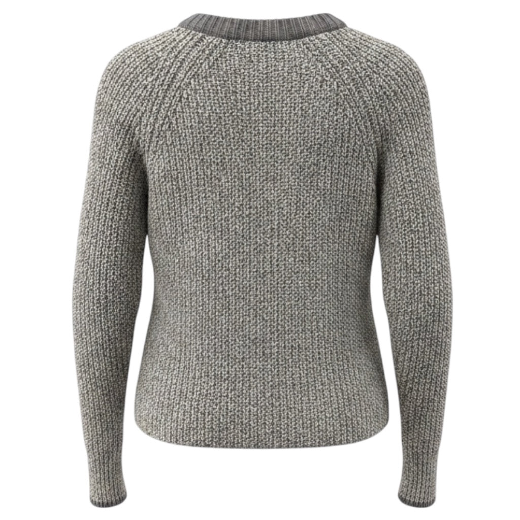 Rag & Bone Grey / White Cotton and Wool Knit Crewneck Pullover Sweater