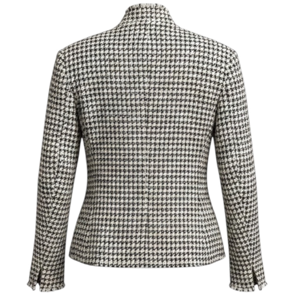 Akris Punto White / Black Fringed Tweed Jacket