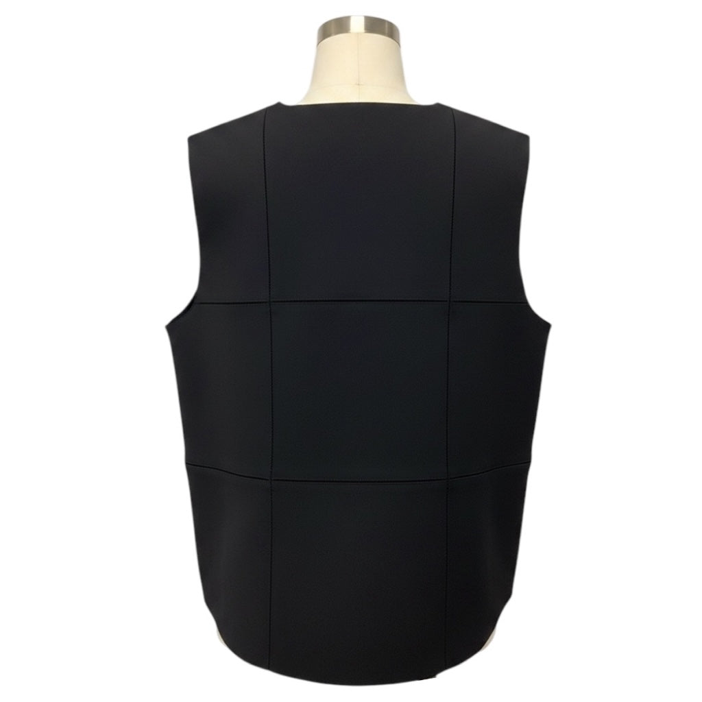 The Row Black 'Grida' Grid Pattern Sleeveless Scuba Jersey Cropped Top