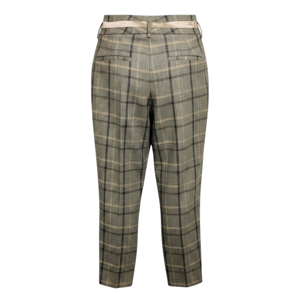 Peserico Grey Tailored Plaid Wool Pants