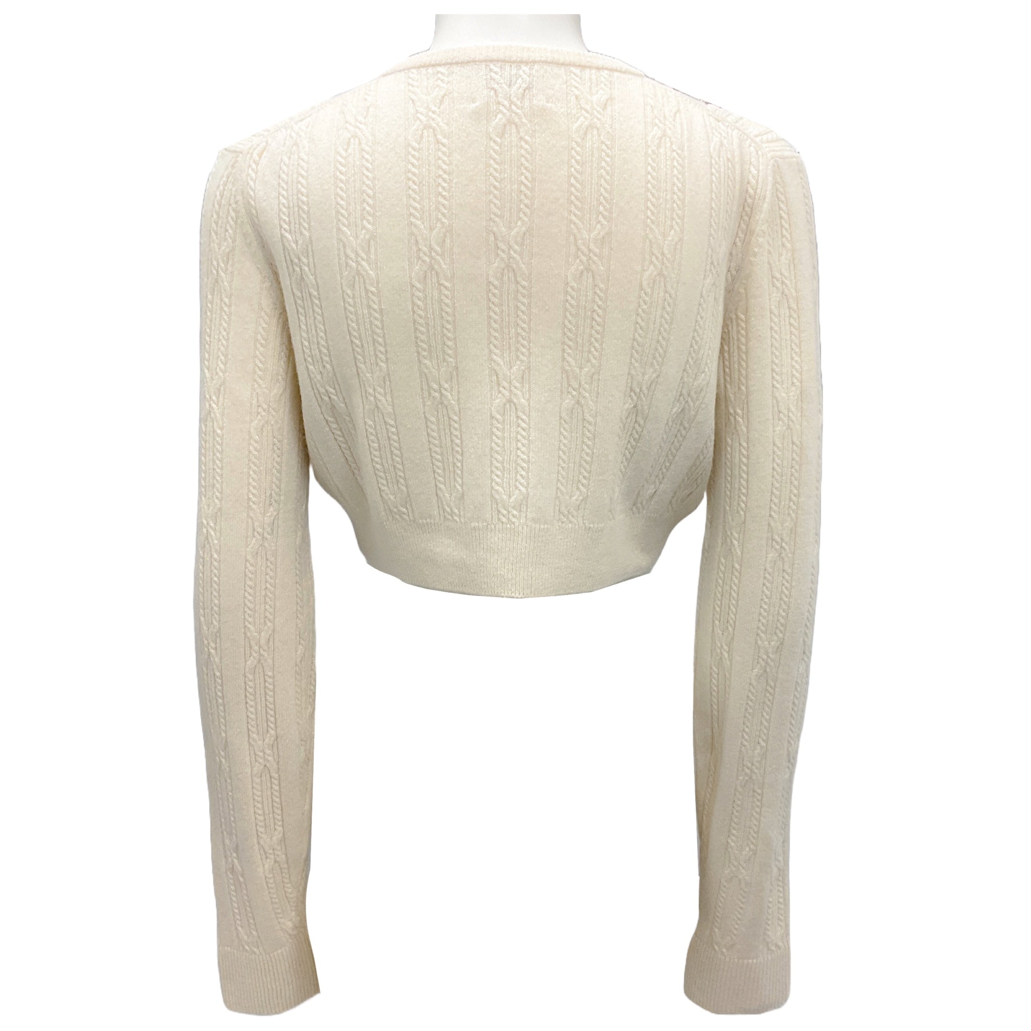 Khaite Ivory Cropped Cashmere Knit Cardigan Sweater