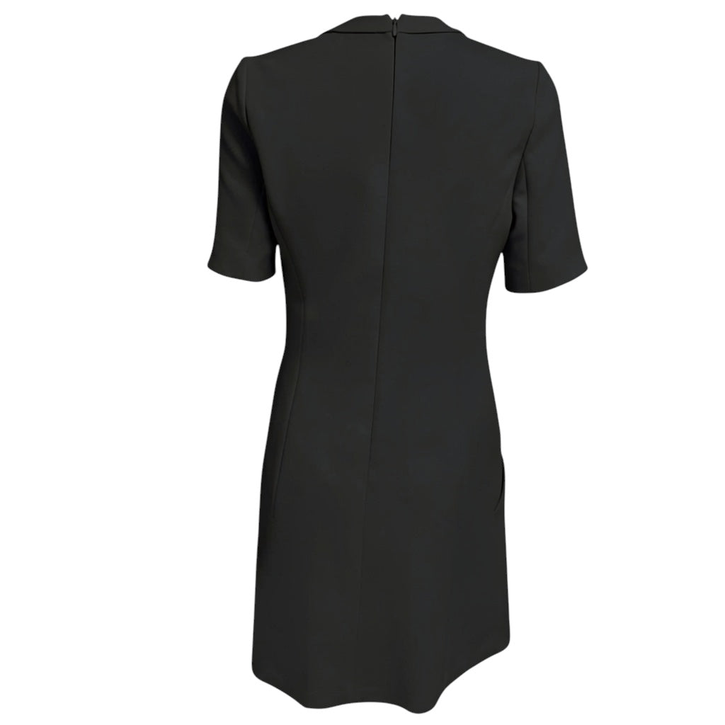 Barbara Bui Black Crepe Midi Dress with Chain Jewel Neckline