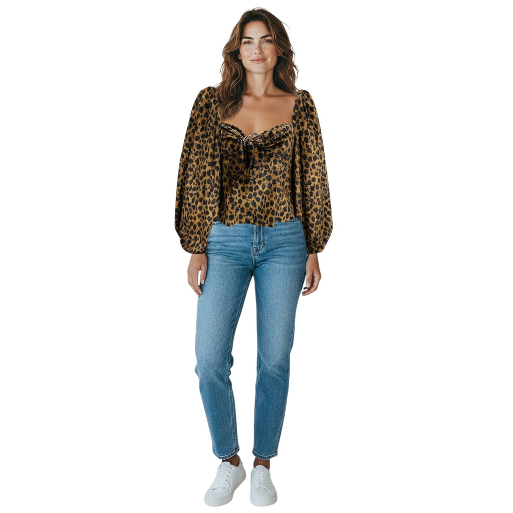 The Attico Brown Leopard Print Velvet Top