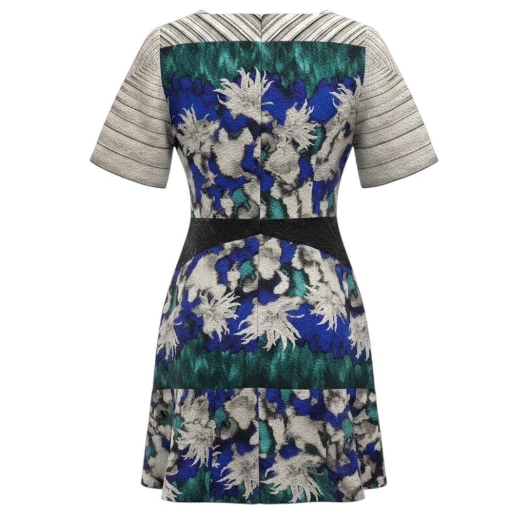 Peter Pilotto Dahlia Blue Silk Cloque Elizabeth Dress