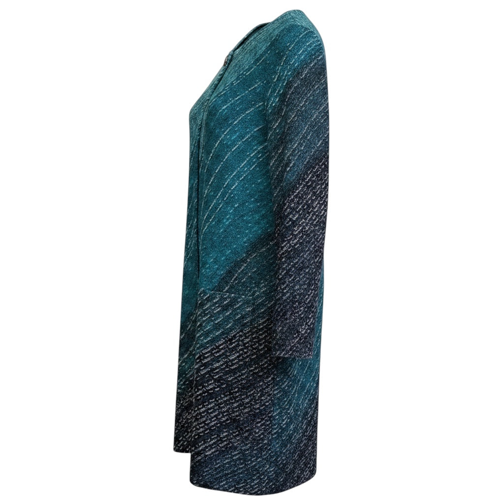 St. John Turquoise / Teal Multi Viscose and Wool Knit Coat and Dress Set