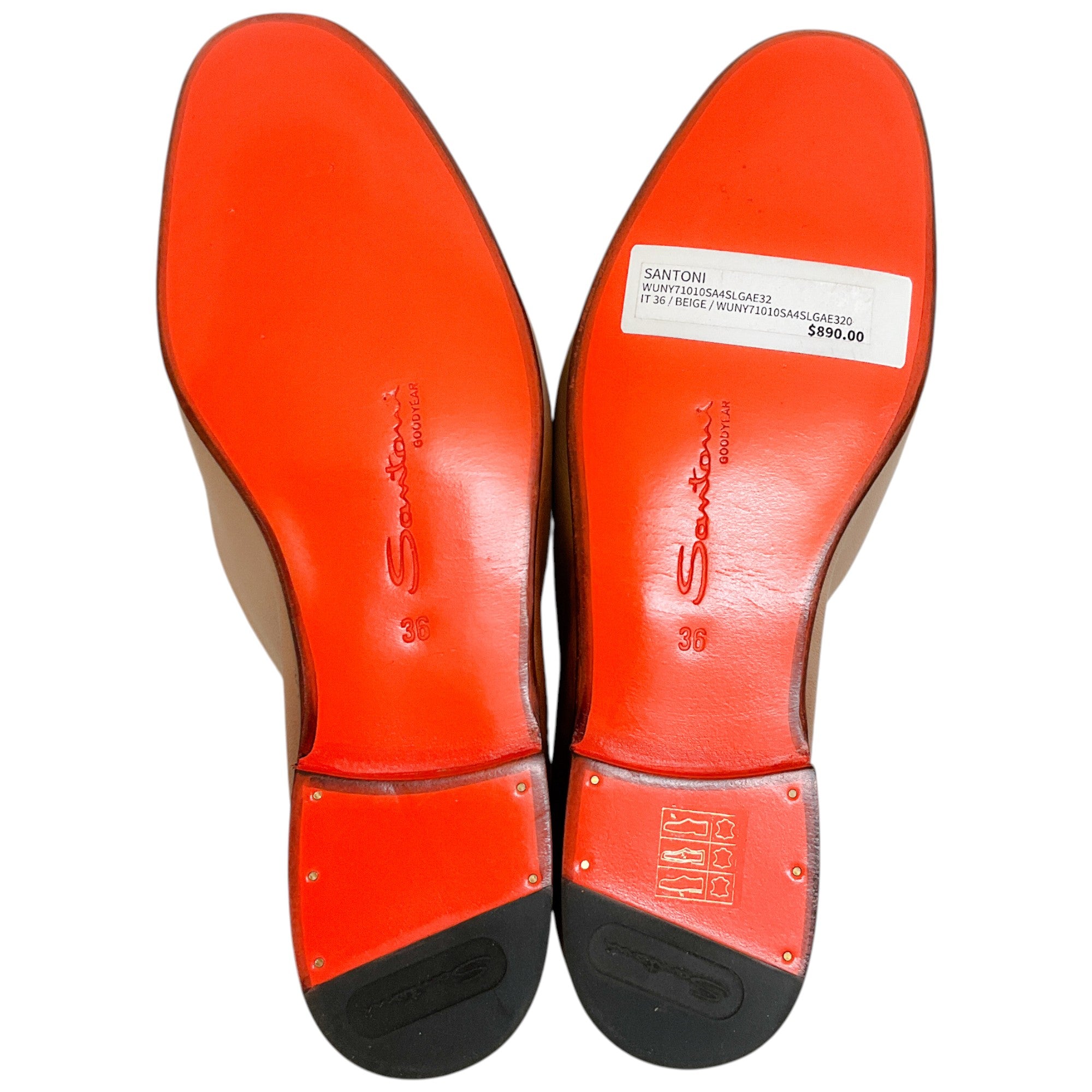 Santoni Beige Leather Loafers