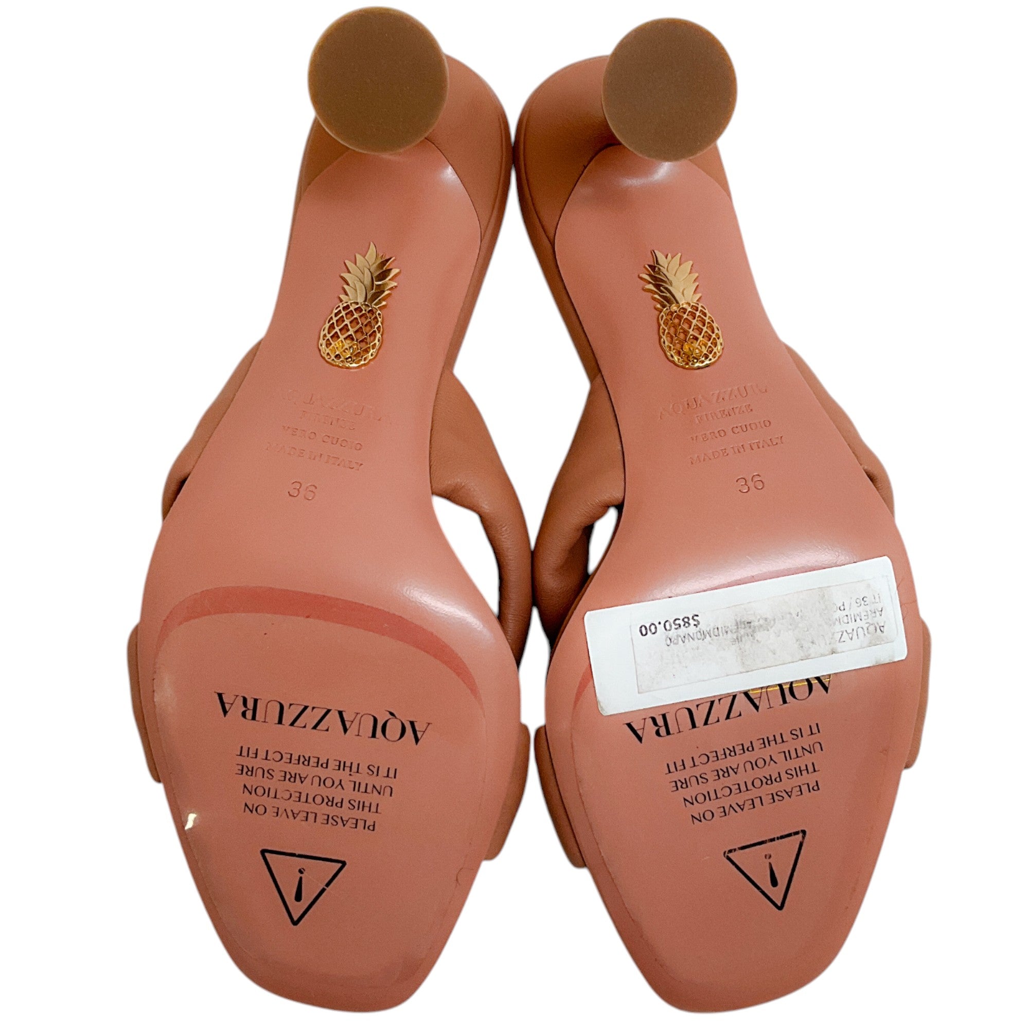 Aquazzura Powder Pink Leather Amore 75 Sandals