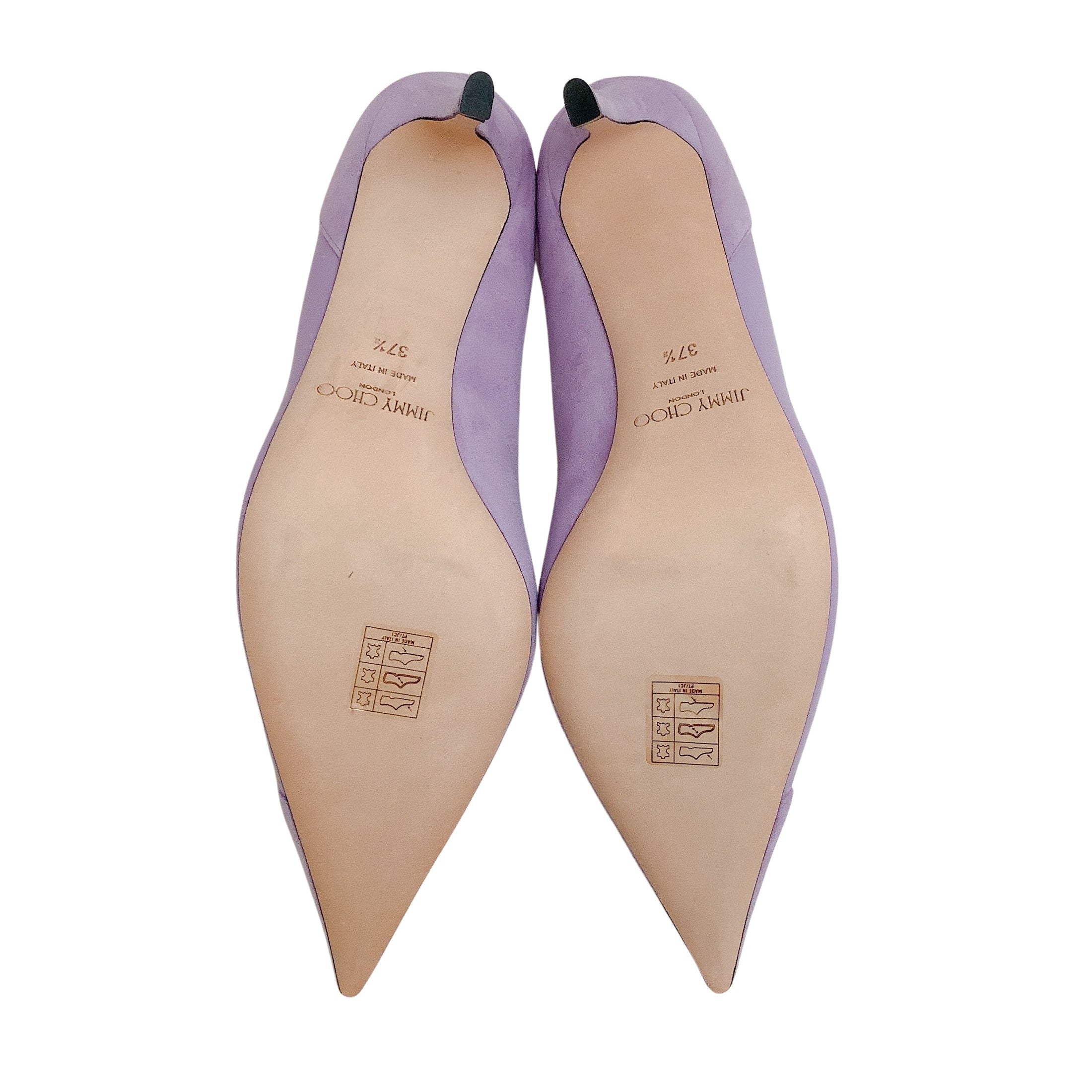 Jimmy Choo Wisteria Suede / Patent Leather Cass 75 Pumps