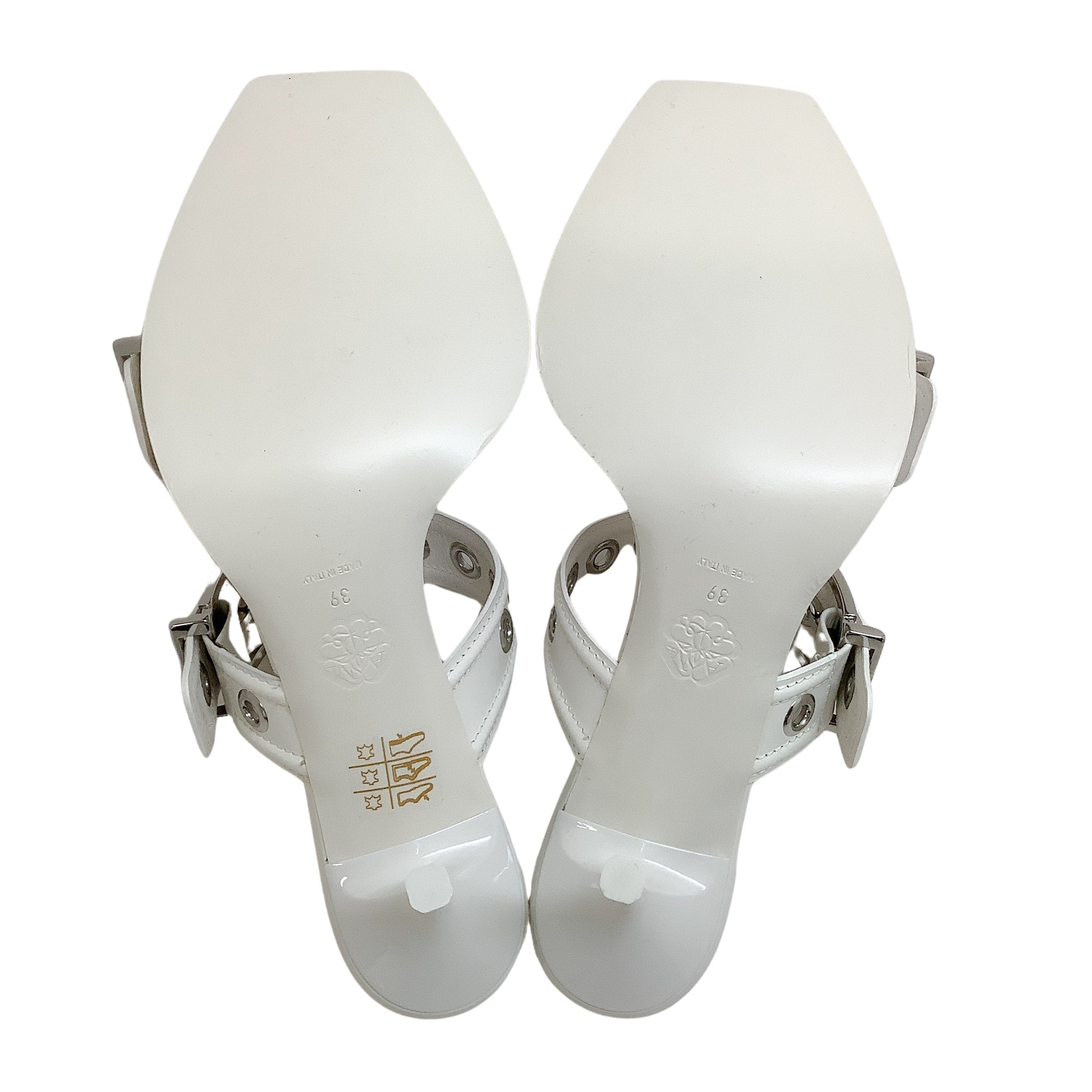 Alexander McQueen White Leather Buckle Strap Sandals
