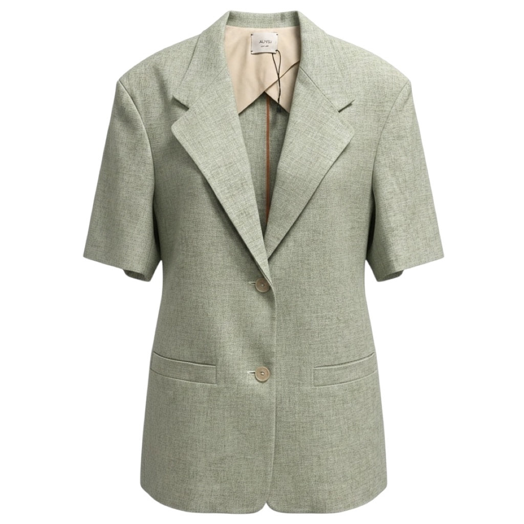 Alysi Sage Green Short Sleeved Linen Blazer Jacket