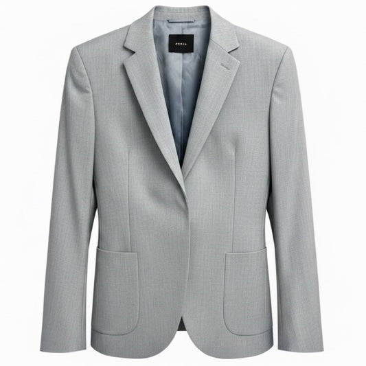 Akris Light Blue / White Woven Wool Blazer Jacket