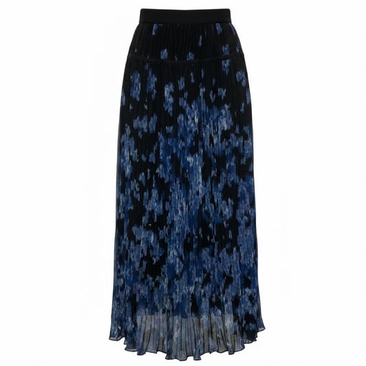 Altuzarra Black / Blue Kemmaren Pleated High Rise Midi Skirt