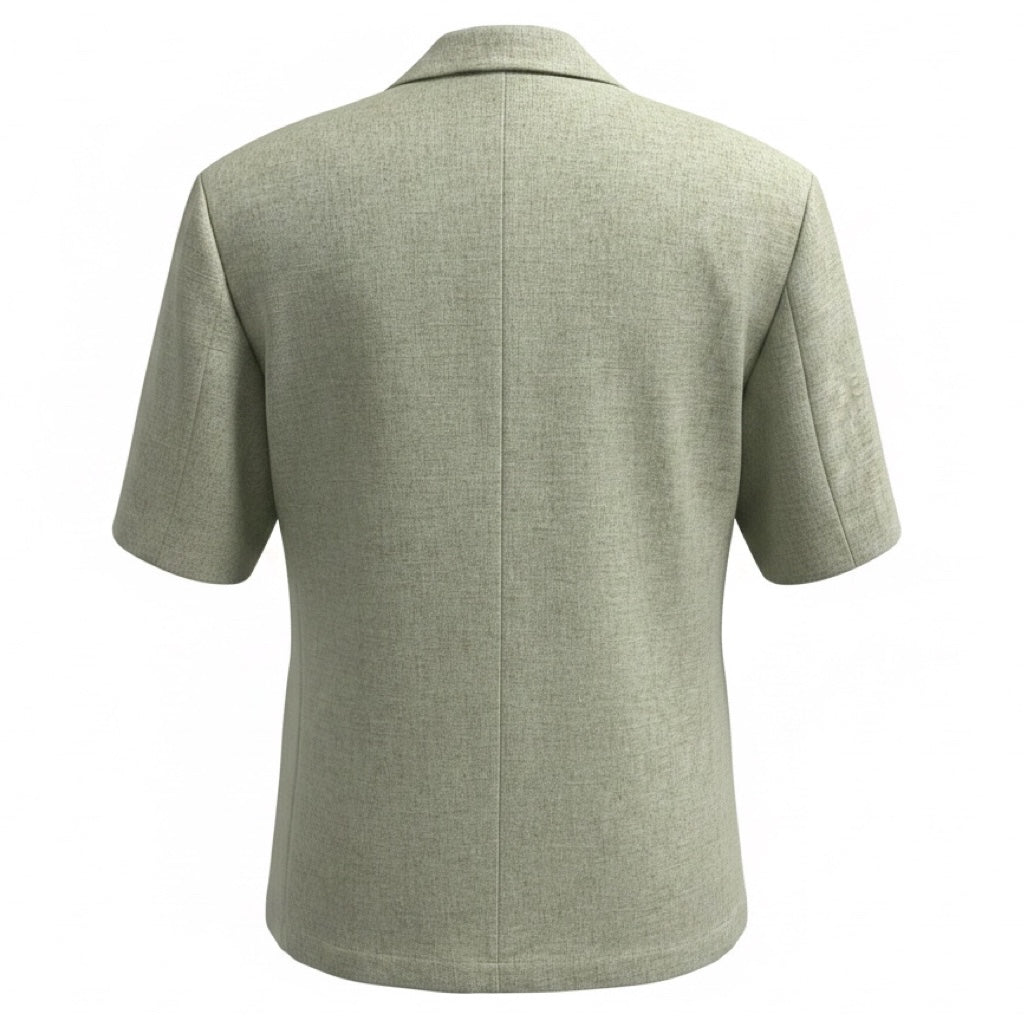 Alysi Sage Green Short Sleeved Linen Blazer Jacket