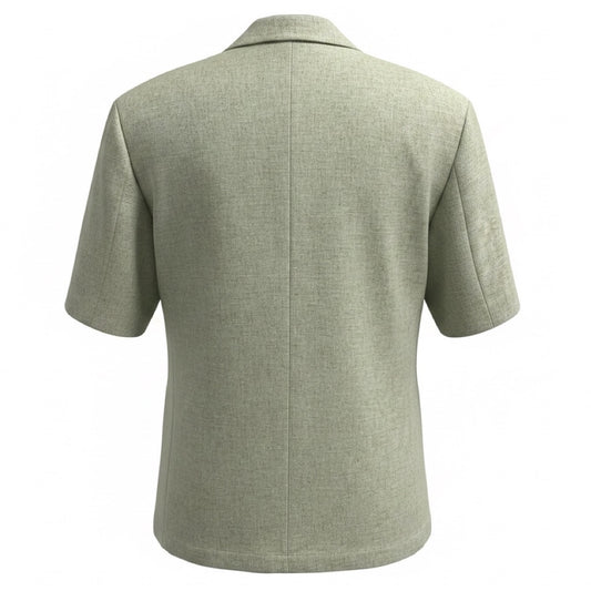Alysi Sage Green Short Sleeved Linen Blazer Jacket