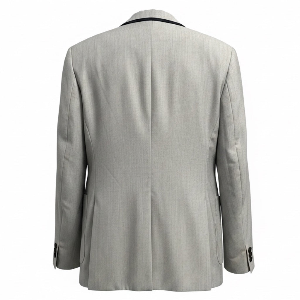 Akris Light Blue / White Woven Wool Blazer Jacket