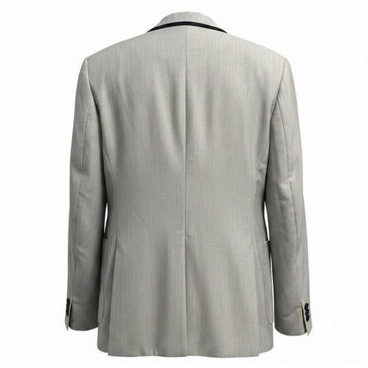 Akris Light Blue / White Woven Wool Blazer Jacket