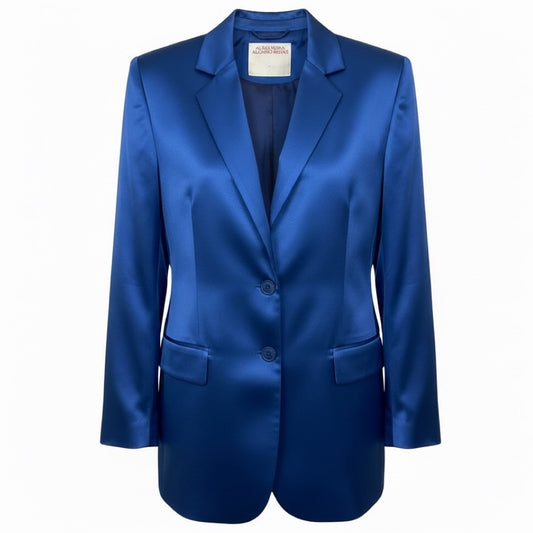 Alejandra Alonso Rojas Abel Blue Silk Blazer Jacket