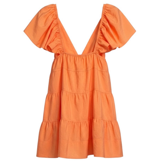 A.L.C. Coral Lucca Ruffle Tiered Mini Dress with Plunge Neckline