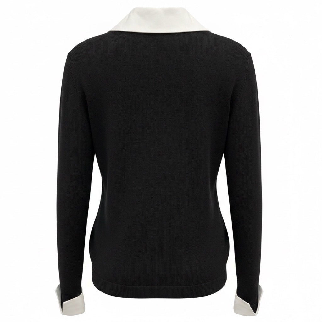 Alice + Olivia Black Combo Porla Collared Sweater