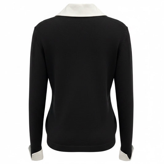 Alice + Olivia Black Combo Porla Collared Sweater